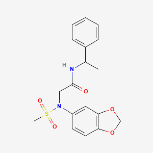 molecular formula C18H20N2O5S B4168152 N~2~-1,3-benzodioxol-5-yl-N~2~-(methylsulfonyl)-N~1~-(1-phenylethyl)glycinamide 