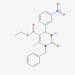 molecular formula C21H21N3O5 B416817 Ethyl 4-{3-nitrophenyl}-6-methyl-2-oxo-1-(phenylmethyl)-1,2,3,4-tetrahydropyrimidine-5-carboxylate 