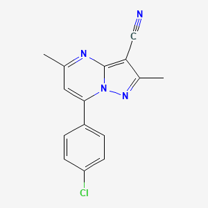 molecular formula C15H11ClN4 B4168174 7-(4-chlorophenyl)-2,5-dimethylpyrazolo[1,5-a]pyrimidine-3-carbonitrile 