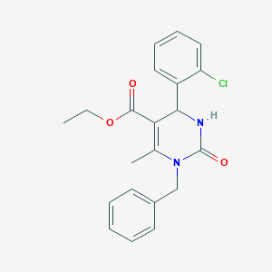 molecular formula C21H21ClN2O3 B416818 Ethyl 3-benzyl-6-(2-chlorophenyl)-4-methyl-2-oxo-1,6-dihydropyrimidine-5-carboxylate 