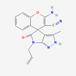 6'-allyl-2-amino-3'-methyl-5'-oxo-5',6'-dihydro-1'H-spiro[chromene-4,4'-pyrrolo[2,3-c]pyrazole]-3-carbonitrile