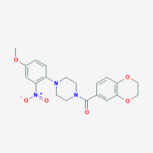 molecular formula C20H21N3O6 B4168287 1-(2,3-dihydro-1,4-benzodioxin-6-ylcarbonyl)-4-(4-methoxy-2-nitrophenyl)piperazine 