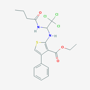 Ethyl 2-{[1-(butyrylamino)-2,2,2-trichloroethyl]amino}-4-phenyl-3-thiophenecarboxylate