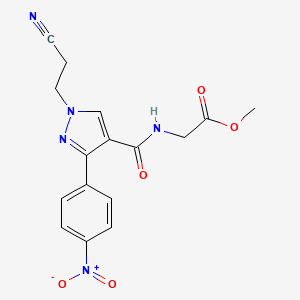 molecular formula C16H15N5O5 B4168333 methyl N-{[1-(2-cyanoethyl)-3-(4-nitrophenyl)-1H-pyrazol-4-yl]carbonyl}glycinate 