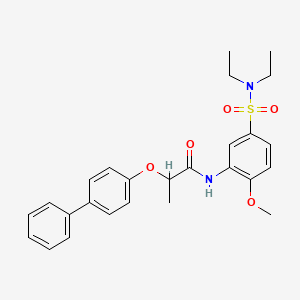 molecular formula C26H30N2O5S B4168355 2-(4-biphenylyloxy)-N-{5-[(diethylamino)sulfonyl]-2-methoxyphenyl}propanamide 