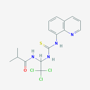 molecular formula C16H17Cl3N4OS B416836 2-methyl-N-(2,2,2-trichloro-1-{[(8-quinolinylamino)carbonothioyl]amino}ethyl)propanamide 