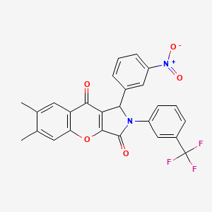 molecular formula C26H17F3N2O5 B4168360 6,7-dimethyl-1-(3-nitrophenyl)-2-[3-(trifluoromethyl)phenyl]-1,2-dihydrochromeno[2,3-c]pyrrole-3,9-dione 
