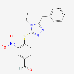 molecular formula C18H16N4O3S B4168365 4-[(5-benzyl-4-ethyl-4H-1,2,4-triazol-3-yl)thio]-3-nitrobenzaldehyde 