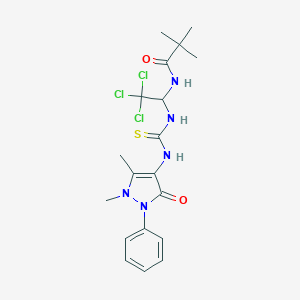 molecular formula C19H24Cl3N5O2S B416839 2,2-dimethyl-N-[2,2,2-trichloro-1-[(1,5-dimethyl-3-oxo-2-phenylpyrazol-4-yl)carbamothioylamino]ethyl]propanamide CAS No. 324577-37-9