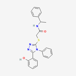 molecular formula C24H22N4O2S B4168432 2-{[5-(2-hydroxyphenyl)-4-phenyl-4H-1,2,4-triazol-3-yl]thio}-N-(1-phenylethyl)acetamide 