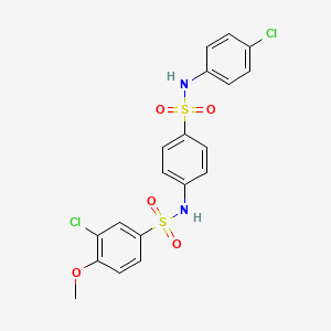 molecular formula C19H16Cl2N2O5S2 B4168461 3-chloro-N-(4-{[(4-chlorophenyl)amino]sulfonyl}phenyl)-4-methoxybenzenesulfonamide 