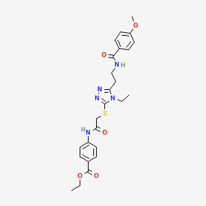 molecular formula C25H29N5O5S B4168493 ethyl 4-({[(4-ethyl-5-{2-[(4-methoxybenzoyl)amino]ethyl}-4H-1,2,4-triazol-3-yl)thio]acetyl}amino)benzoate 