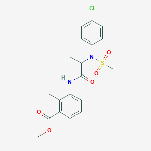 molecular formula C19H21ClN2O5S B4168507 methyl 3-{[N-(4-chlorophenyl)-N-(methylsulfonyl)alanyl]amino}-2-methylbenzoate 