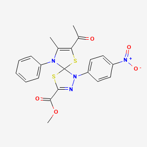 methyl 7-acetyl-8-methyl-1-(4-nitrophenyl)-9-phenyl-4,6-dithia-1,2,9-triazaspiro[4.4]nona-2,7-diene-3-carboxylate