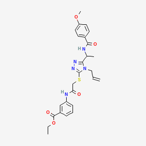 molecular formula C26H29N5O5S B4168556 ethyl 3-({[(4-allyl-5-{1-[(4-methoxybenzoyl)amino]ethyl}-4H-1,2,4-triazol-3-yl)thio]acetyl}amino)benzoate 