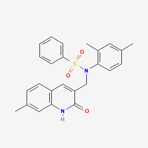 molecular formula C25H24N2O3S B4168559 N-(2,4-dimethylphenyl)-N-[(2-hydroxy-7-methyl-3-quinolinyl)methyl]benzenesulfonamide 