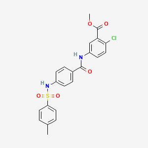 molecular formula C22H19ClN2O5S B4168574 methyl 2-chloro-5-[(4-{[(4-methylphenyl)sulfonyl]amino}benzoyl)amino]benzoate 