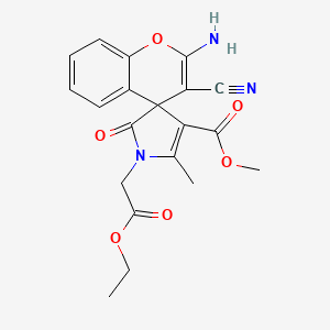 molecular formula C20H19N3O6 B4168593 methyl 2-amino-3-cyano-1'-(2-ethoxy-2-oxoethyl)-5'-methyl-2'-oxo-1',2'-dihydrospiro[chromene-4,3'-pyrrole]-4'-carboxylate 