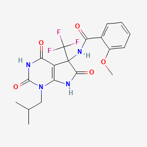 molecular formula C19H19F3N4O5 B4168597 N-[1-isobutyl-2,4,6-trioxo-5-(trifluoromethyl)-2,3,4,5,6,7-hexahydro-1H-pyrrolo[2,3-d]pyrimidin-5-yl]-2-methoxybenzamide 