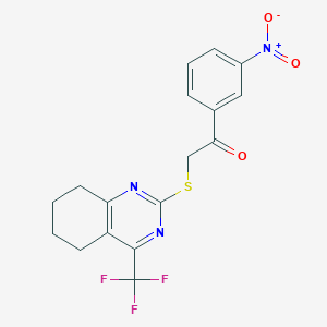 molecular formula C17H14F3N3O3S B4168612 1-(3-nitrophenyl)-2-{[4-(trifluoromethyl)-5,6,7,8-tetrahydro-2-quinazolinyl]thio}ethanone 