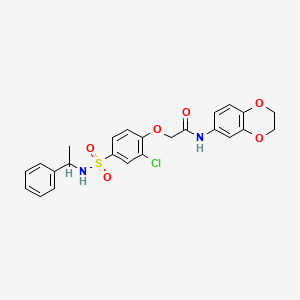 2-(2-chloro-4-{[(1-phenylethyl)amino]sulfonyl}phenoxy)-N-(2,3-dihydro-1,4-benzodioxin-6-yl)acetamide