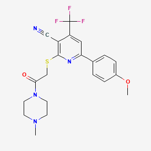 6-(4-methoxyphenyl)-2-{[2-(4-methyl-1-piperazinyl)-2-oxoethyl]thio}-4-(trifluoromethyl)nicotinonitrile