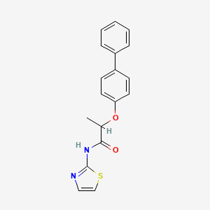 molecular formula C18H16N2O2S B4168647 2-(4-biphenylyloxy)-N-1,3-thiazol-2-ylpropanamide 