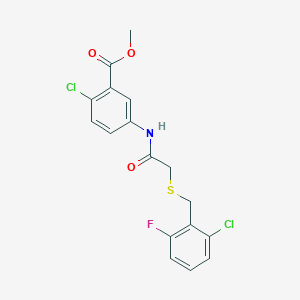 molecular formula C17H14Cl2FNO3S B4168655 methyl 2-chloro-5-({[(2-chloro-6-fluorobenzyl)thio]acetyl}amino)benzoate 