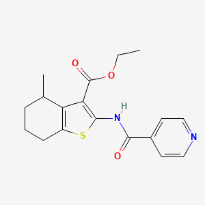 molecular formula C18H20N2O3S B4168713 ethyl 2-(isonicotinoylamino)-4-methyl-4,5,6,7-tetrahydro-1-benzothiophene-3-carboxylate 