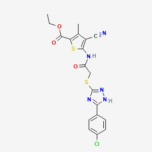 ethyl 5-[({[5-(4-chlorophenyl)-4H-1,2,4-triazol-3-yl]thio}acetyl)amino]-4-cyano-3-methyl-2-thiophenecarboxylate