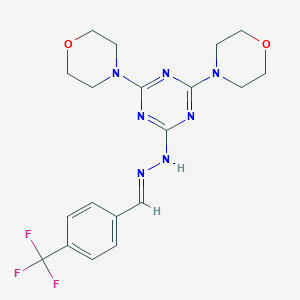 molecular formula C19H22F3N7O2 B416874 4-(Trifluoromethyl)benzaldehyde [4,6-di(4-morpholinyl)-1,3,5-triazin-2-yl]hydrazone 