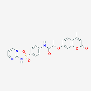 molecular formula C23H20N4O6S B4168756 2-[(4-methyl-2-oxo-2H-chromen-7-yl)oxy]-N-{4-[(2-pyrimidinylamino)sulfonyl]phenyl}propanamide 