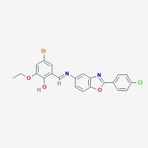 molecular formula C22H16BrClN2O3 B416876 4-Bromo-2-({[2-(4-chlorophenyl)-1,3-benzoxazol-5-yl]imino}methyl)-6-ethoxyphenol 