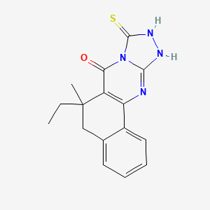 molecular formula C16H16N4OS B4168763 6-ethyl-9-mercapto-6-methyl-6,12-dihydrobenzo[h][1,2,4]triazolo[3,4-b]quinazolin-7(5H)-one 