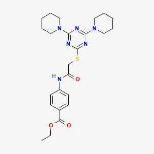 ethyl 4-({[(4,6-di-1-piperidinyl-1,3,5-triazin-2-yl)thio]acetyl}amino)benzoate