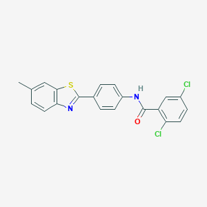 molecular formula C21H14Cl2N2OS B416879 2,5-dichloro-N-[4-(6-methyl-1,3-benzothiazol-2-yl)phenyl]benzamide 