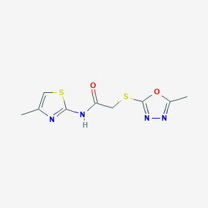 molecular formula C9H10N4O2S2 B4168805 2-[(5-methyl-1,3,4-oxadiazol-2-yl)thio]-N-(4-methyl-1,3-thiazol-2-yl)acetamide 