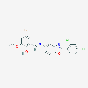 4-Bromo-2-({[2-(2,4-dichlorophenyl)-1,3-benzoxazol-5-yl]imino}methyl)-6-ethoxyphenol