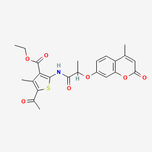 ethyl 5-acetyl-4-methyl-2-({2-[(4-methyl-2-oxo-2H-chromen-7-yl)oxy]propanoyl}amino)-3-thiophenecarboxylate