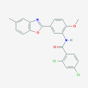 molecular formula C22H16Cl2N2O3 B416885 2,4-Dichloro-N-[2-methoxy-5-(5-methyl-benzooxazol-2-yl)-phenyl]-benzamide 