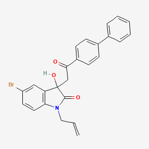 1-allyl-3-[2-(4-biphenylyl)-2-oxoethyl]-5-bromo-3-hydroxy-1,3-dihydro-2H-indol-2-one