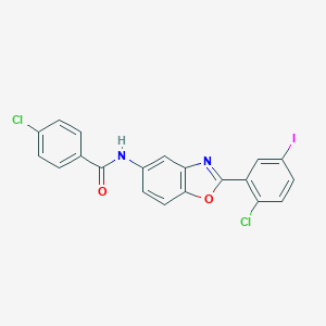 molecular formula C20H11Cl2IN2O2 B416890 4-chloro-N-[2-(2-chloro-5-iodophenyl)-1,3-benzoxazol-5-yl]benzamide 