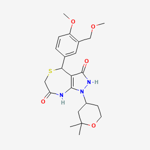 molecular formula C22H29N3O5S B4168904 1-(2,2-dimethyltetrahydro-2H-pyran-4-yl)-3-hydroxy-4-[4-methoxy-3-(methoxymethyl)phenyl]-4,8-dihydro-1H-pyrazolo[3,4-e][1,4]thiazepin-7(6H)-one 