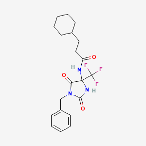 molecular formula C20H24F3N3O3 B4168914 N-[1-benzyl-2,5-dioxo-4-(trifluoromethyl)-4-imidazolidinyl]-3-cyclohexylpropanamide 