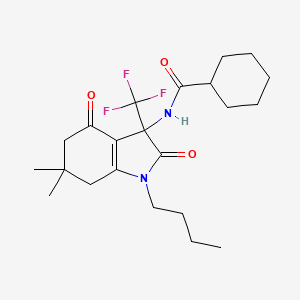 molecular formula C22H31F3N2O3 B4168928 N-[1-butyl-6,6-dimethyl-2,4-dioxo-3-(trifluoromethyl)-2,3,4,5,6,7-hexahydro-1H-indol-3-yl]cyclohexanecarboxamide 