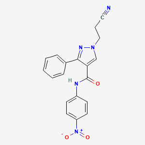 molecular formula C19H15N5O3 B4168931 1-(2-cyanoethyl)-N-(4-nitrophenyl)-3-phenyl-1H-pyrazole-4-carboxamide 