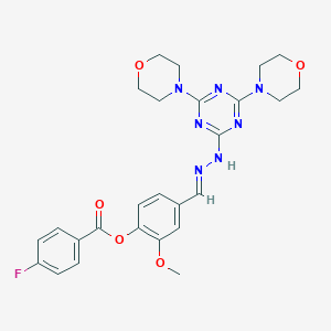 4-[(E)-{2-[4,6-di(morpholin-4-yl)-1,3,5-triazin-2-yl]hydrazinylidene}methyl]-2-methoxyphenyl 4-fluorobenzoate