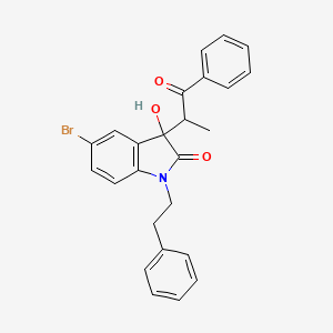 molecular formula C25H22BrNO3 B4168959 5-bromo-3-hydroxy-3-(1-methyl-2-oxo-2-phenylethyl)-1-(2-phenylethyl)-1,3-dihydro-2H-indol-2-one 
