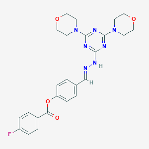 4-[(E)-{2-[4,6-di(morpholin-4-yl)-1,3,5-triazin-2-yl]hydrazinylidene}methyl]phenyl 4-fluorobenzoate