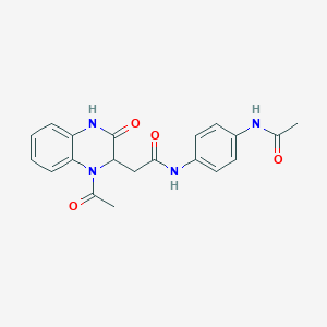 N-[4-(acetylamino)phenyl]-2-(1-acetyl-3-oxo-1,2,3,4-tetrahydro-2-quinoxalinyl)acetamide